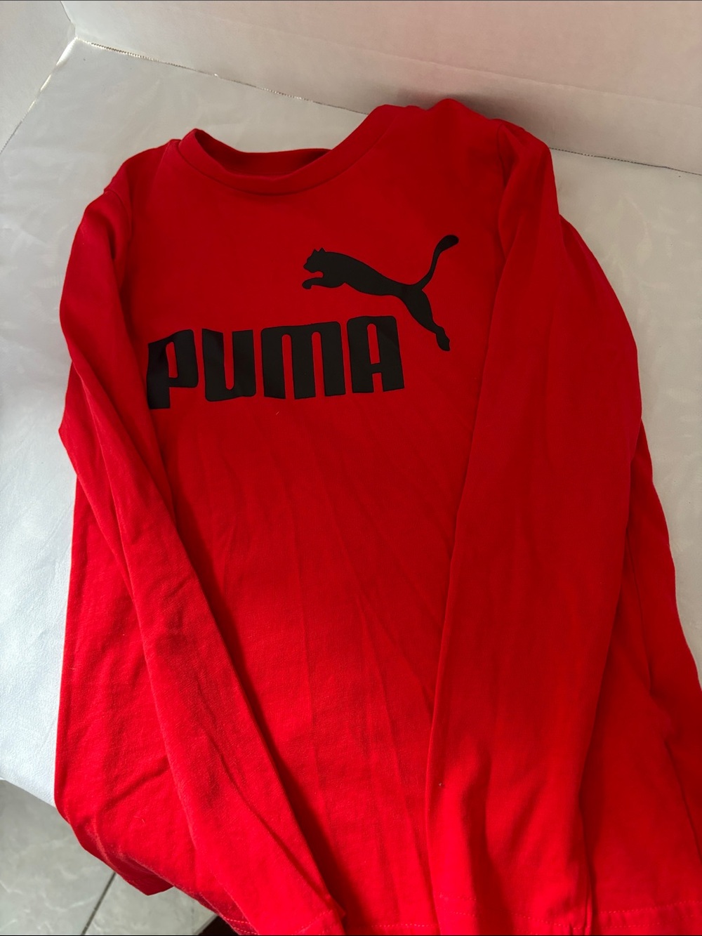 Puma Red Long Sleeve Logo Tee for Kids